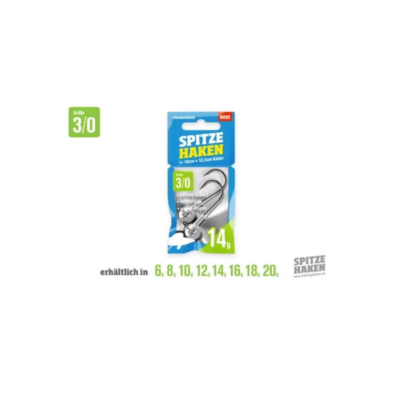 Aktuell Lieblingsköder Spitze Haken Jigköpfe Gr.3/0 20g 2 Stück